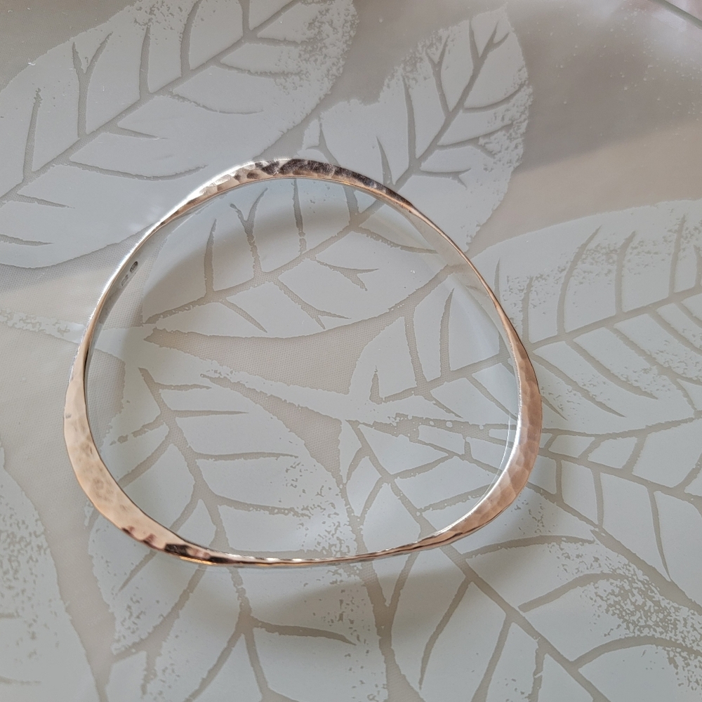 Vintage New Zealand Bangle Sterling Silver Hammered Artisan Handcrafted
